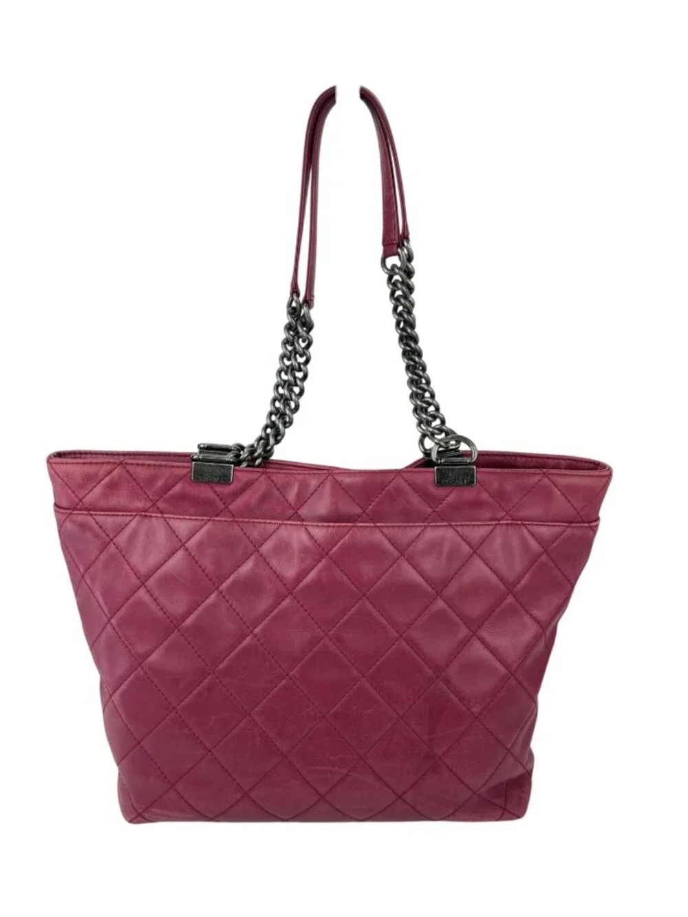 Chanel Shopping in Chains Quilted Leather Burgundy Tote Bag - Picture 2 of 16